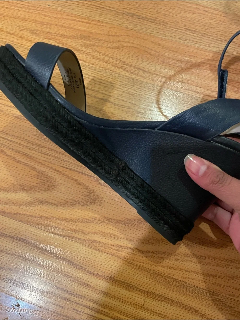 H by Halston Women’s Navy Blue Ankle Velcro Strap Wedge Sandals